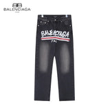 Balenciaga Jeans Hand-Painted Graffiti Washed Wave Jeans Autumn Winter New Unisex Loose Casual Wide-Leg High-Waist Pants