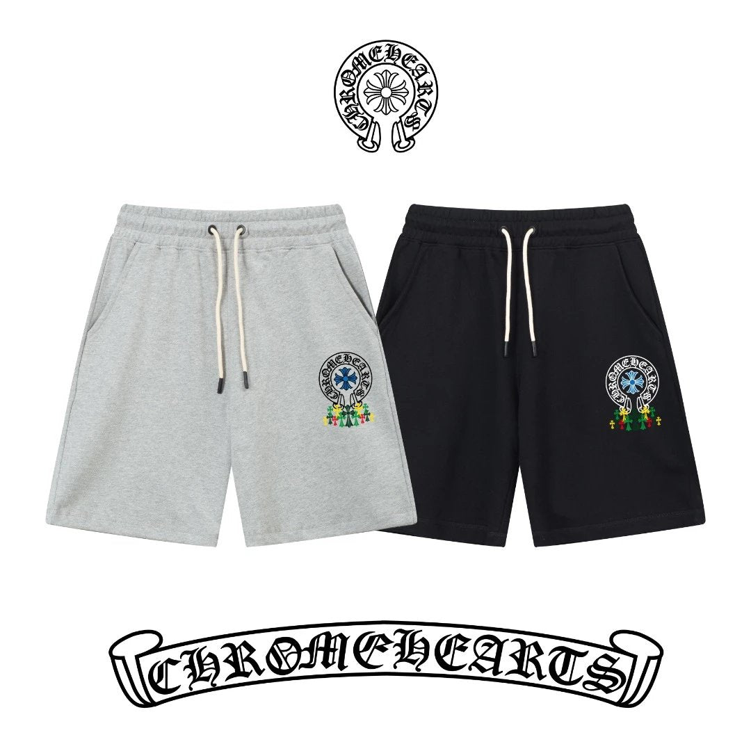 Chrome Hearts Shorts Brand Logo Printing logo Five-point Shorts25ss New Drawstring Casual Summer Pants5Two-in-One Casual Sweatpants for Men and Women, Pure Cotton Joggers