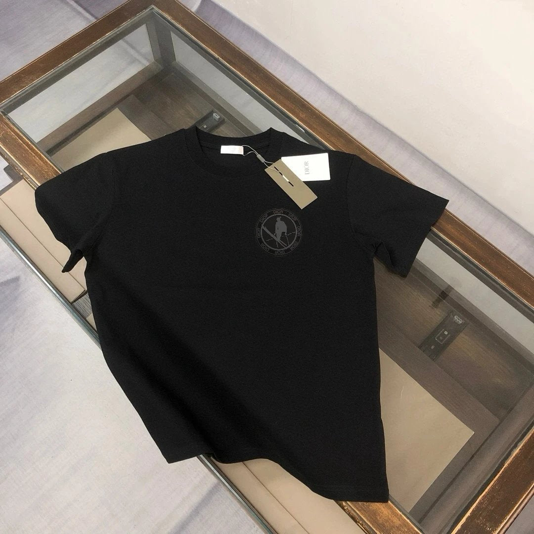 Dior T-shirt Snowboarder on Chest logo round Neck Short Sleeve25ss New Pure Cotton Unisex Style T T-shirt OS Loose Fit Base Shirt Top Half Sleeve T-Shirt
