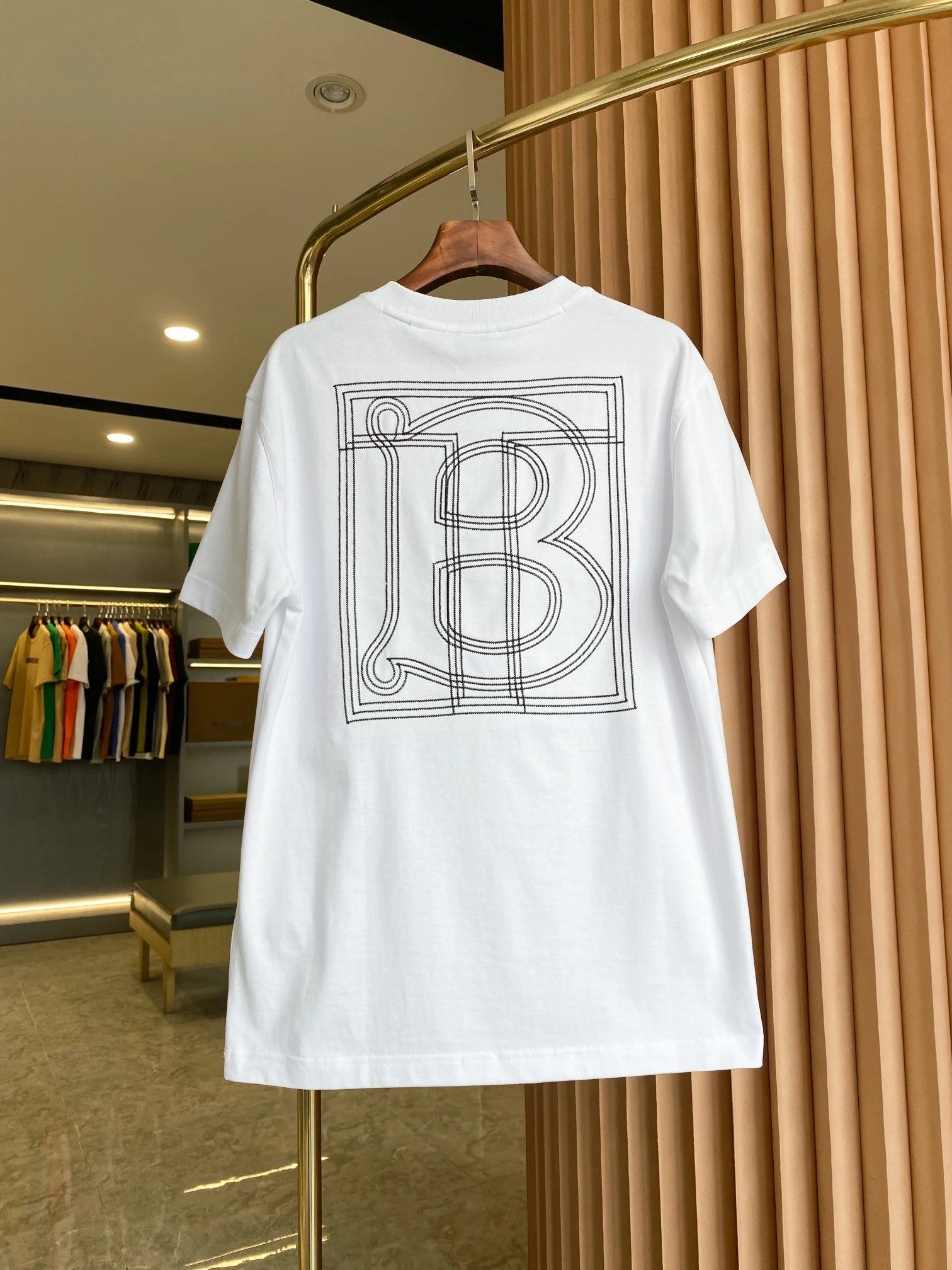 Burberry T-shirt Back TB Embroidery logo round Neck Short Sleeve25ss New Pure Cotton Unisex Style T Casual T-Shirt Base Layer Shirt OS Loose Fit Half Sleeve Top Plus Size