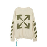 OFF-White Sweater Top Version Verified Quality Sweater Pullover Black and White Arrow Gradient Mohair Autumn and Winter Rendering Knitted Men and Women