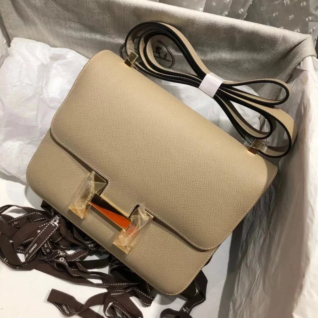 Hermes women's bag Top version 【H Handmade Custom】Stewardess Bag Constance Bag constance Silver Buckle Gold Buckle EP Women's Leather Crossbody Shoulder Bag2424