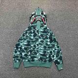 Bape Hoodie Top Version Fashion Brand Double Hood Shark Hooded Sweater Couple's Loose Heavy Cotton Pullover Hoodie