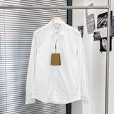 Burberry Shirt Classic New Letter Long Sleeve Shirt Men's Casual Business Embroidery White Solid Color High Texture Shirt