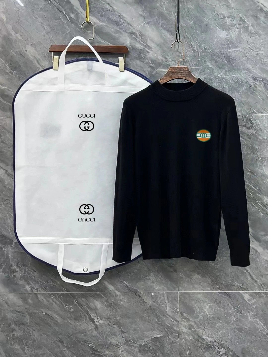 Gucci Sweater Logo LOGO Three-Dimensional Mock Neck Sweater Long Sleeve Idle Style OS Loose Fit Unisex Knit Top Jacket Versatile Casual Wearable Inside and Outside