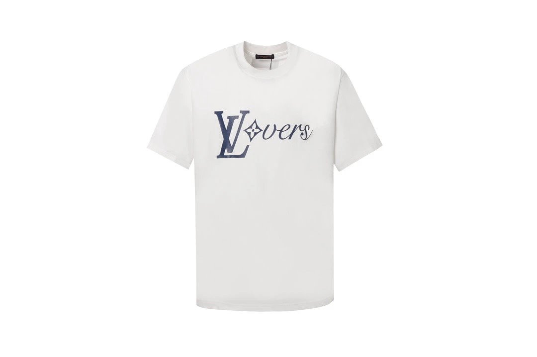 Louis Vuitton LV T-shirt Back Castle Letters logo Printed Crew Neck Short Sleeve Pure Cotton T Unisex T-Shirt OS Loose Fit Base Shirt Summer New Casual Simple B Home T-shirt