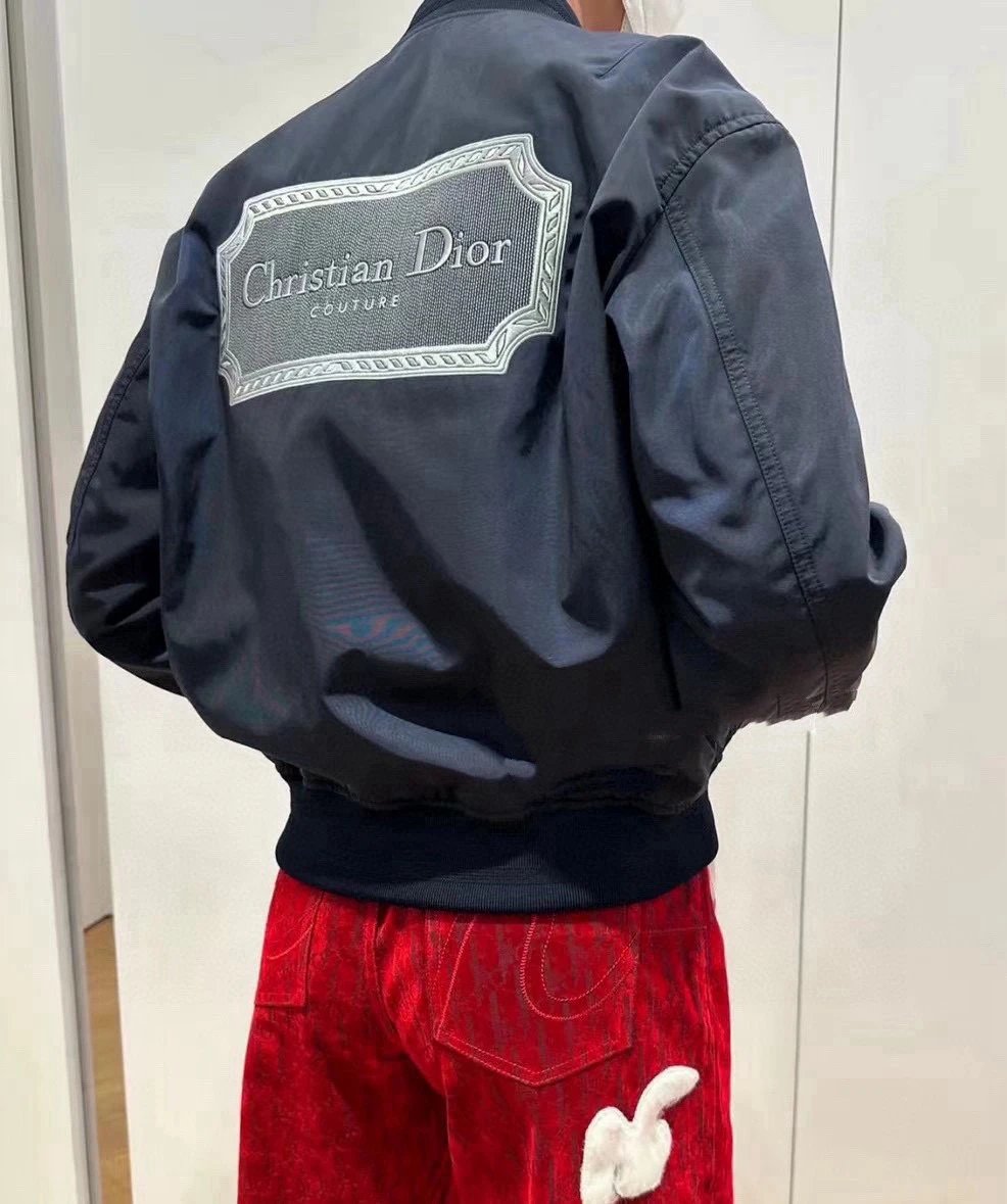 Dior Jackets Back Embroidery Flat Embroidery Letter Pilot Jacket Coat Autumn Winter Thickened Cotton Jacket Unisex Thickened Warm Cotton Coat
