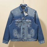 Balenciaga Jackets Distressed Vintage Back Print Denim Jacket for Men and Women Couples