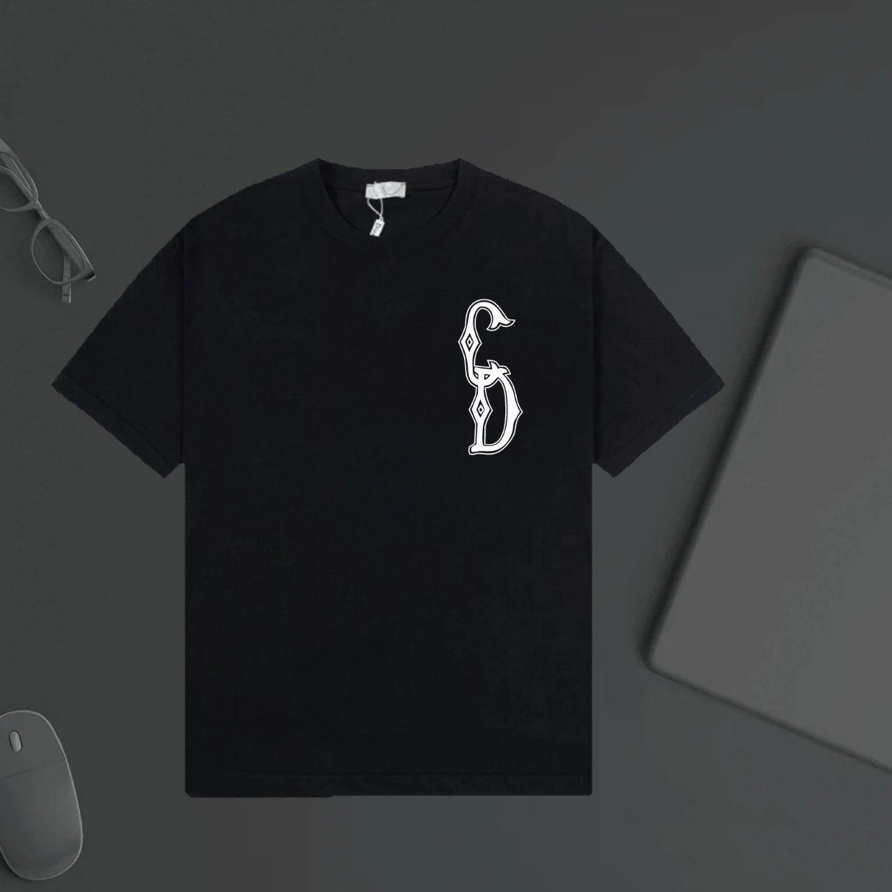 Dior T-shirt Chest CD Letter Printing logo round Neck Short Sleeve25ss New pure cotton T Unisex T-Shirt OS Drop Shoulder Loose Fit Base Shirt Top T-Shirt Short Sleeve