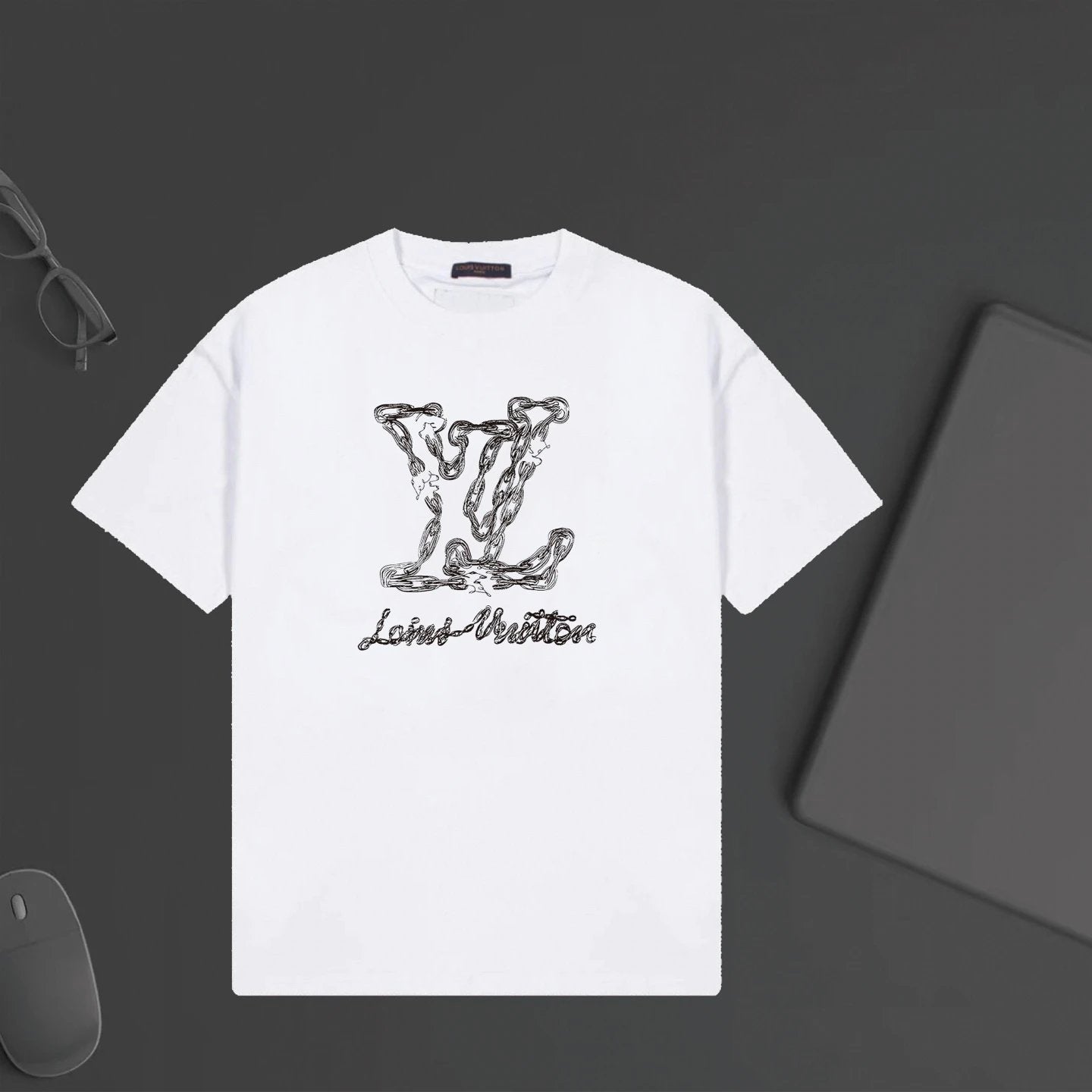 Louis Vuitton LV T-shirt Chest Letter Print logo round Neck Short Sleeve25ss New Pure Cotton Unisex Style T T-shirt OS Loose Fit Base Shirt Half Sleeve T-Shirt Top Half Sleeve