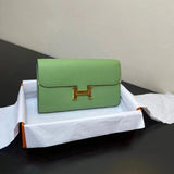 Hermes women's bag Top version New Kangkang Women's Bag epsom Leather Palm Print ConstanceToGoWoc Shoulder Crossbody Handbag Clutch Long Long Purse Wallet Dinner Bag