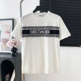 Dior T-shirt Front Brand Knitwear logo round Neck Short Sleeve25ss New Pure Cotton Unisex Style T Casual T-Shirt Base Layer Shirt OS Loose Fit Half Sleeve Top Plus Size