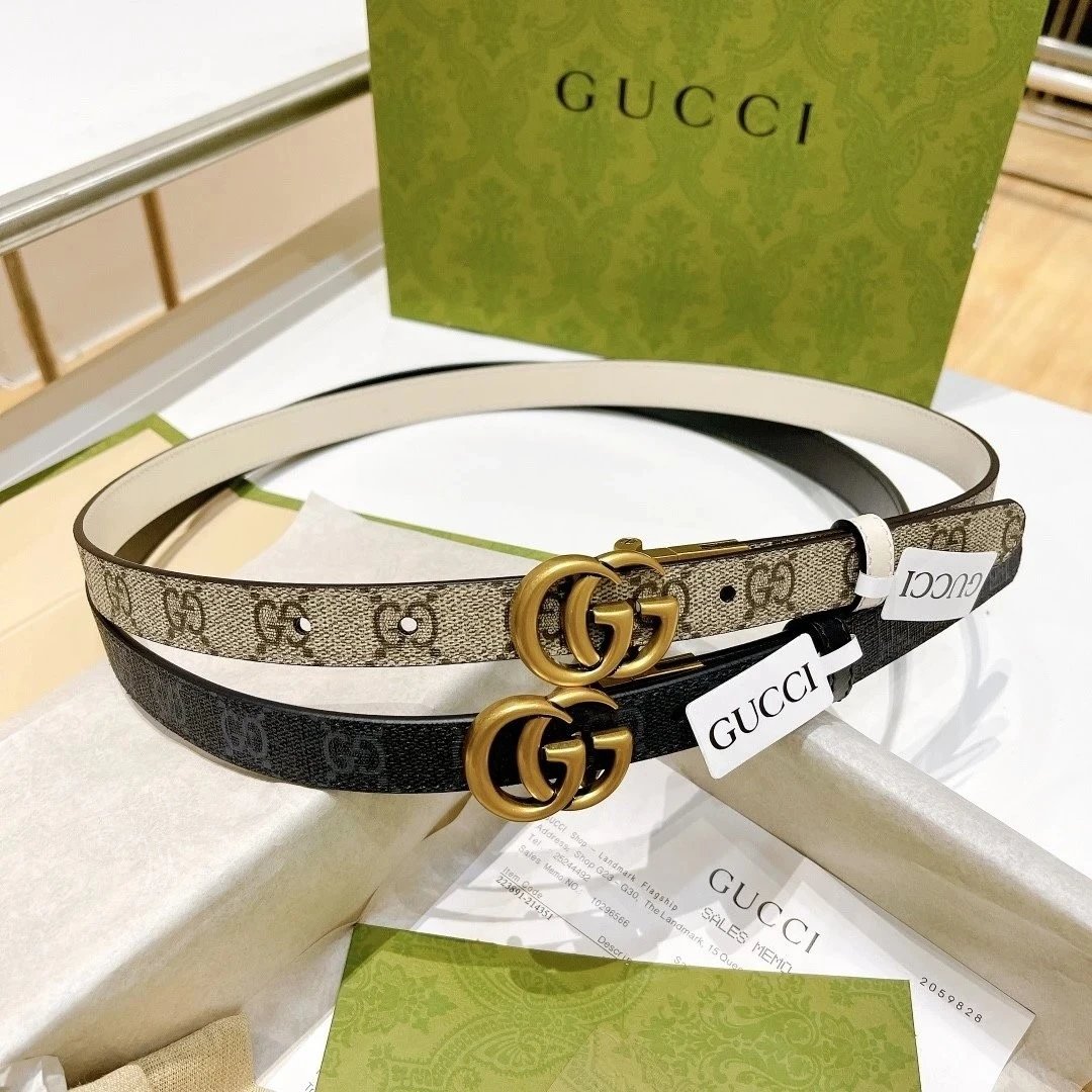 Gucci Belt Top version 《Full Package》New Original Women's Belt2.0Genuine Leather Belt Women's Pair g Belt Women's Fashion Casual Original Leather Gujia Belt GG Home Pant Belt Female Guqi Guqi Shi Belt Feila Grid