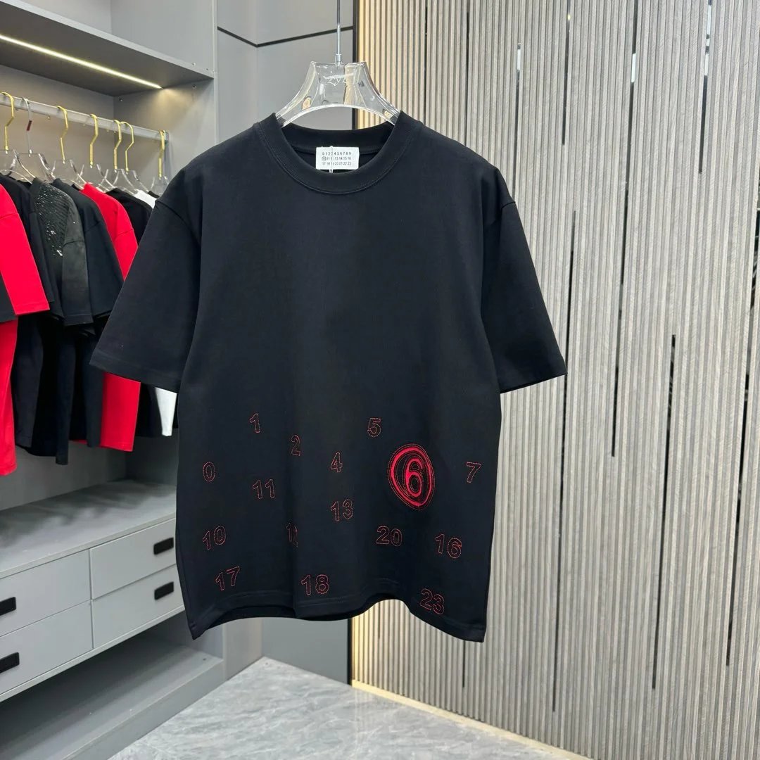 Maison Margiela T-shirt Digital Embroidery logo round Neck Short Sleeve25ss New pure cotton T Unisex T-Shirt OS Drop Shoulder Loose Fit Base Shirt Top T-Shirt Short Sleeve