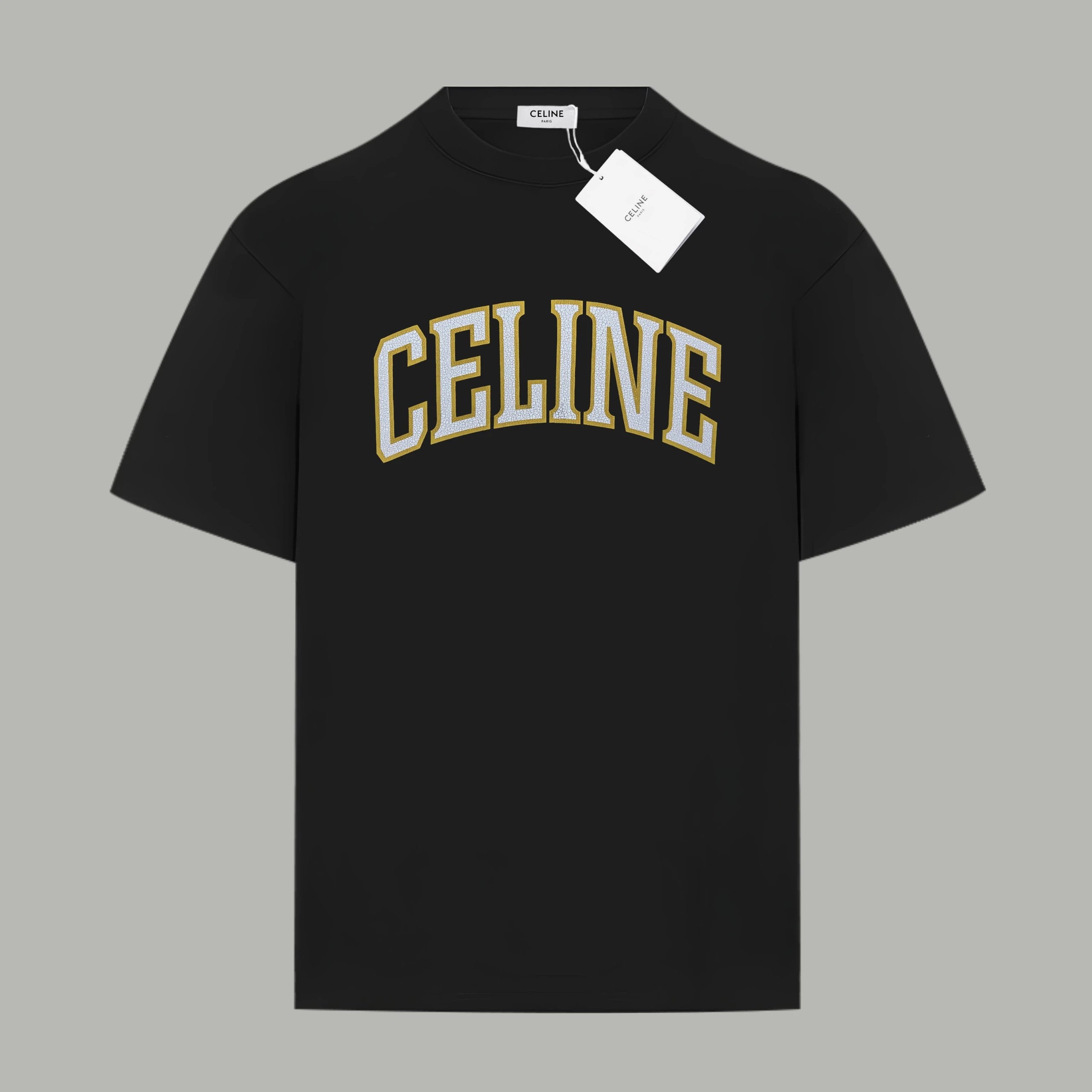 Celine T-shirt Chest Crack Letter Print logo round Neck Short Sleeve25ss New Pure Cotton Unisex Style T T-shirt OS Loose Fit Base Shirt Top Half Sleeve T-Shirt