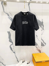 Burberry T-shirt Ink Spray Letter Toothbrush Embroidery on Chest logo round Neck Short Sleeve25ss New Pure Cotton Unisex Style T T-shirt OS Loose Fit Base Shirt Half Sleeve T-Shirt Top Half Sleeve