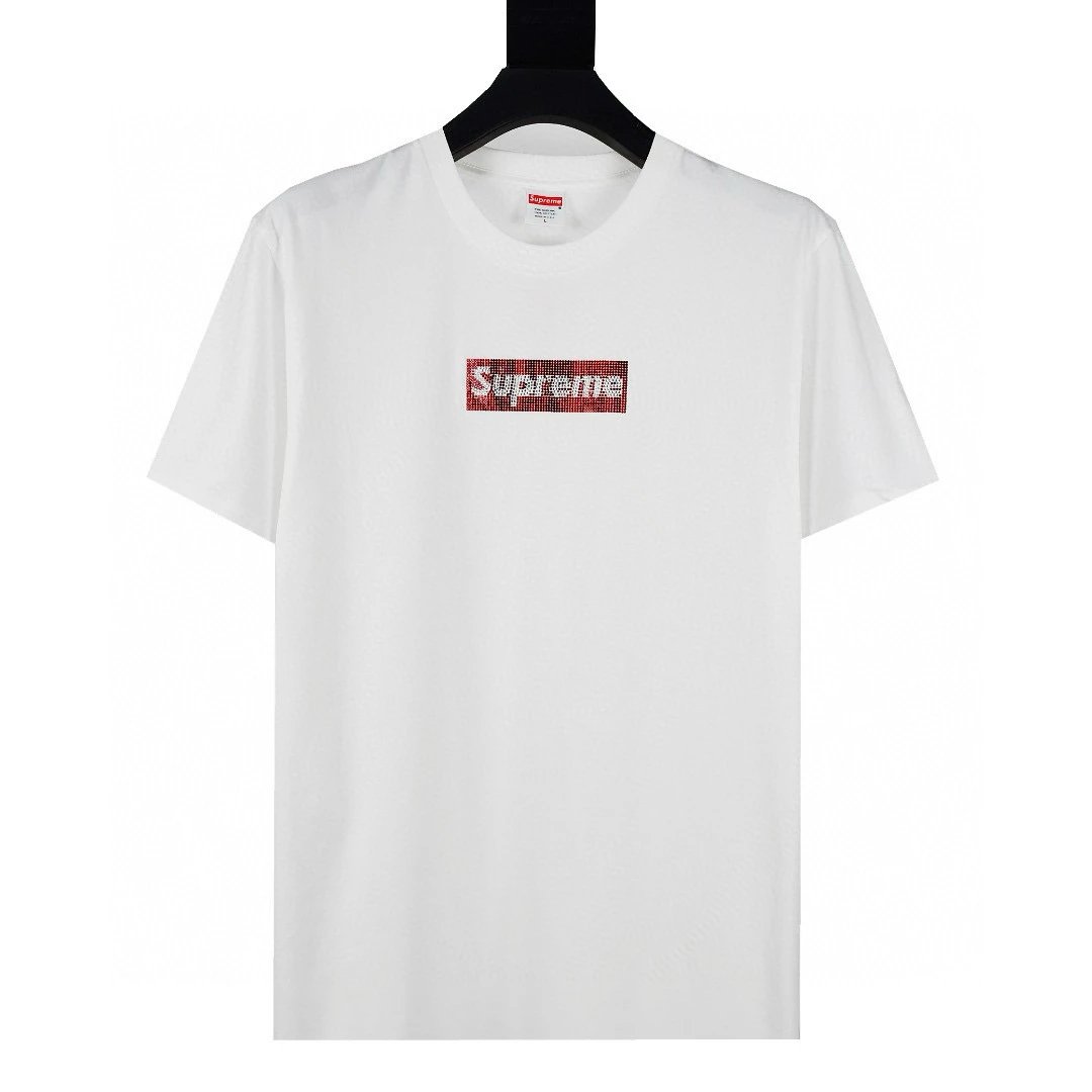 Supreme T-shirt Top Version Cashew Short Sleeve T T-shirt Men's Summer Trendy Women's New Loose Half-Sleeve Top Cotton Official Website Flagship