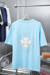 Chrome Hearts T-shirt Back with Sanskrit Script Rhinestones logo round Neck Short Sleeve25ss New pure cotton T Unisex T-Shirt OS Drop Shoulder Loose Fit Base Shirt Top T-Shirt Short Sleeve