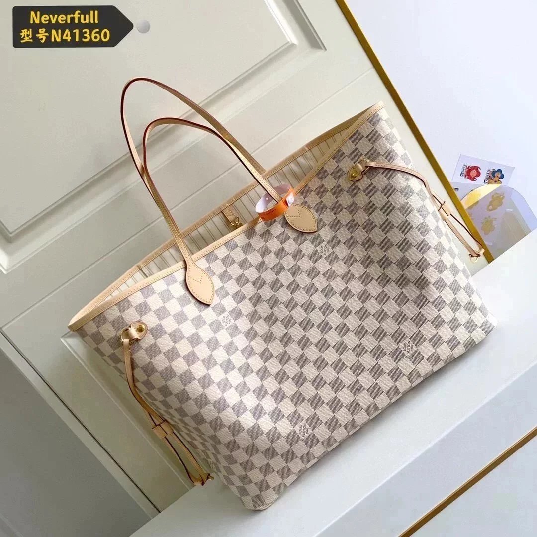 Louis Vuitton LV Women's Bag Top version Original Leather Large Presbyopic Chessboard Shopping Bag Shoulder Portable Mother and Child Bag Women's Bag M40990M40991M41180N41357N41604N41360neverfull Large Tote Bag