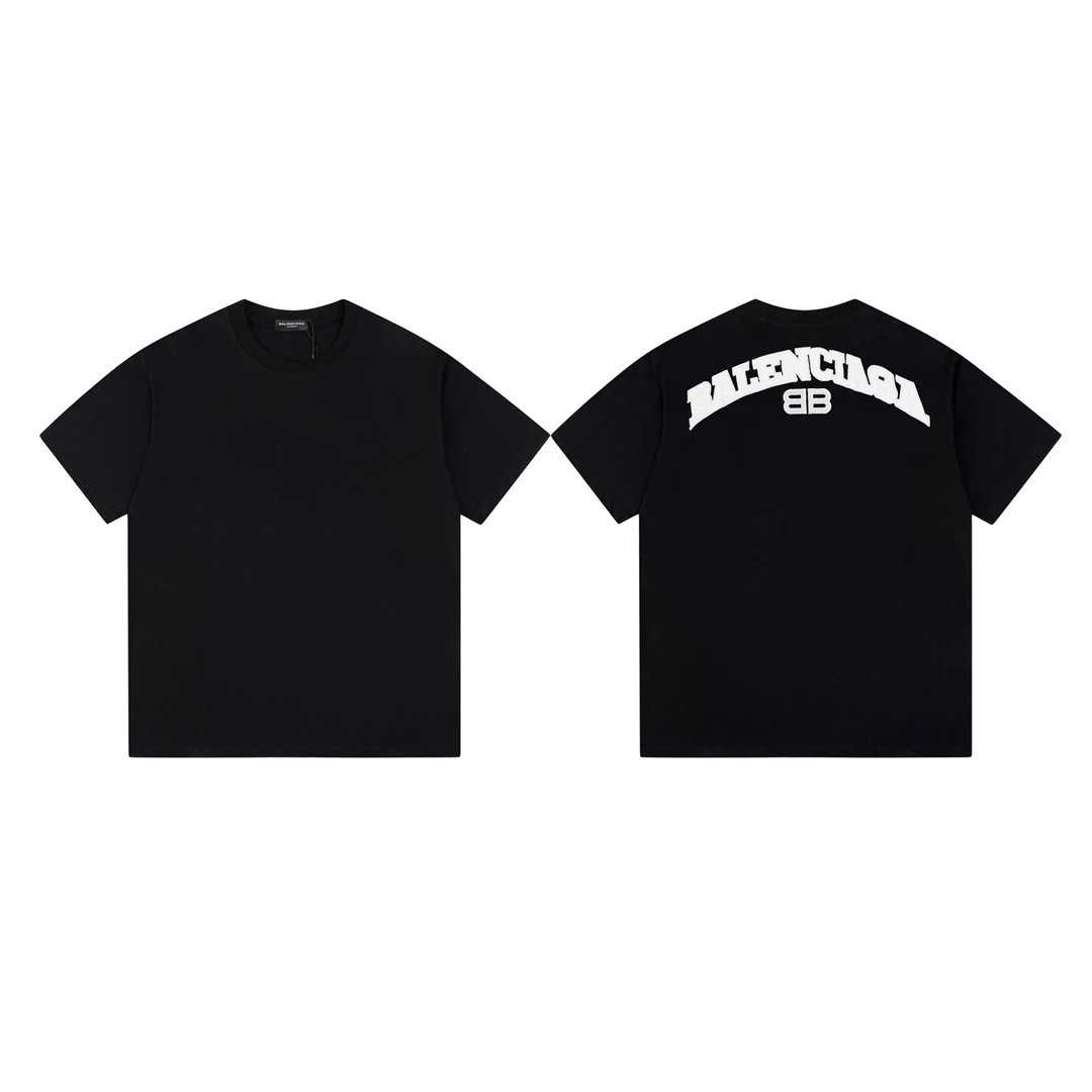 Balenciaga T-shirt Double Back B 3D Patch Embroidery logo round Neck Short Sleeve25ss New Pure Cotton Unisex Style T Casual T-Shirt Base Layer Shirt OS Loose Fit Half Sleeve Top Plus Size
