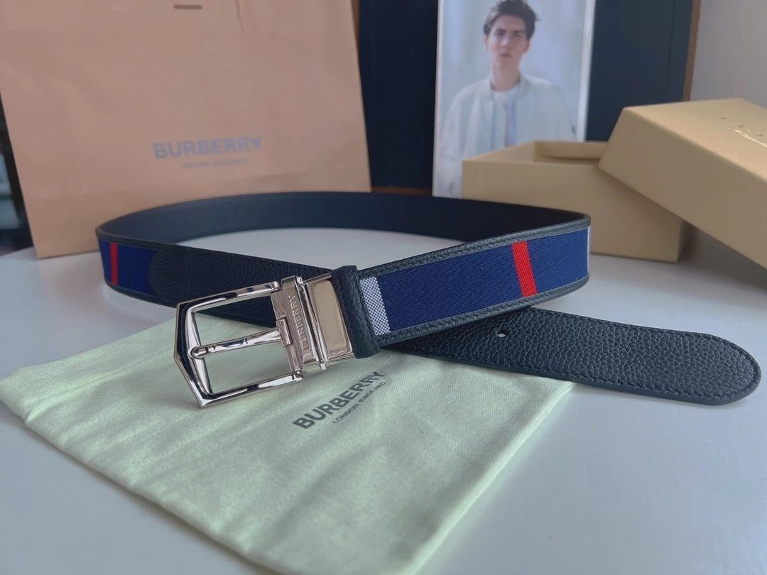 Burberry Belt Top version 【Original Custom】Original New Men's Leather Belt Width3.5cm Double-Sided Imported First Layer Calfskin Full Grain Leather Genuine Goods Quality Original Letter Rotating Buckle Counter Full Set Gift Box Packaging B Home Belt Montb
