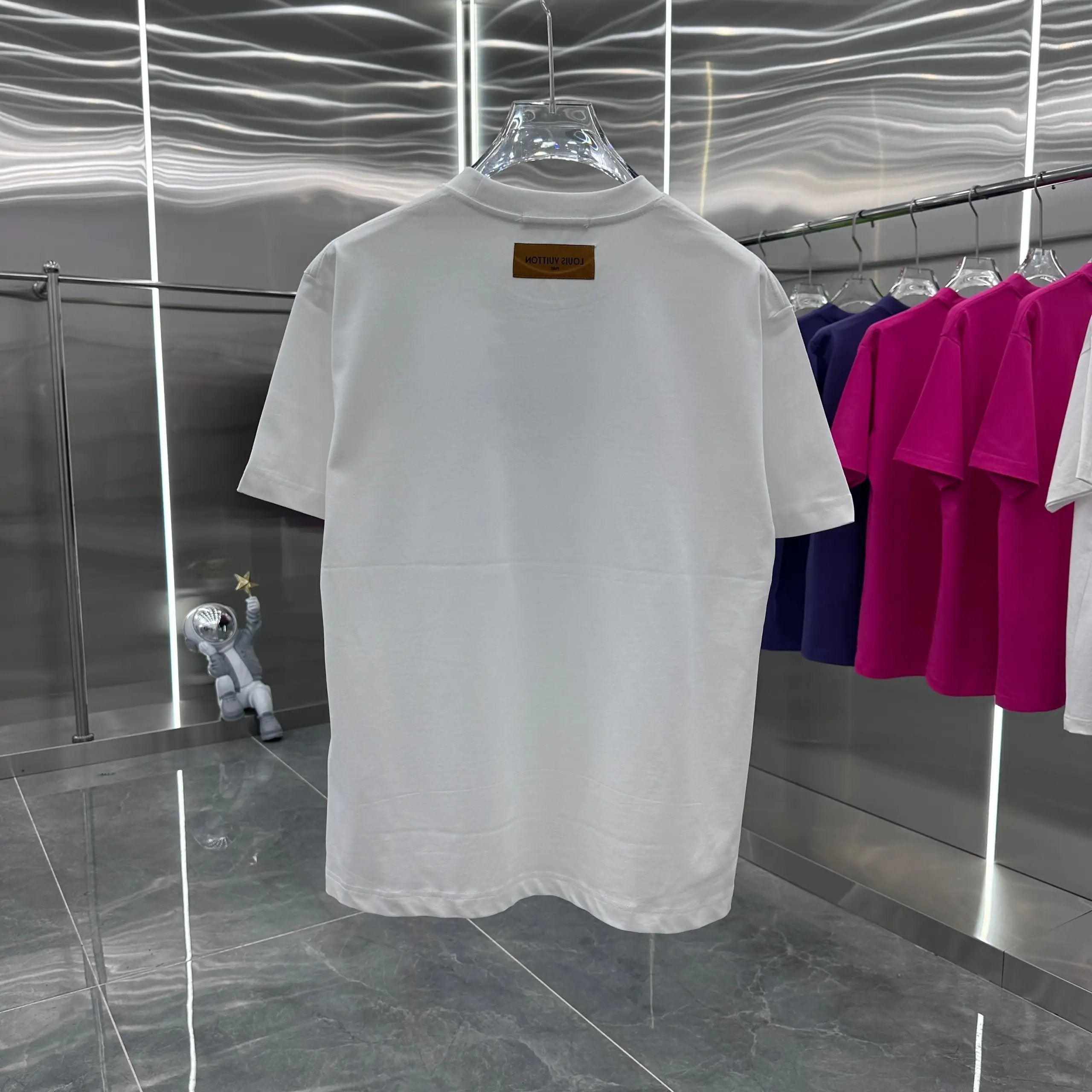Louis Vuitton LV T-shirt Silicone Flocked Round Neck Short Sleeve Pure Cotton T Unisex Short Sleeve T-Shirt Sports Casual os All-Matching Loose