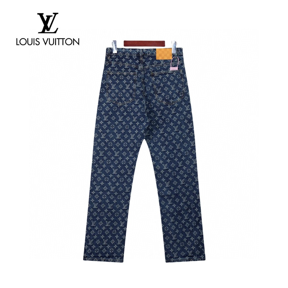 Louis Vuitton LV Jeans Printed with Old Flowers logo25ss Spring Summer New Straight Loose Jeans Unisex Slim Fit Long Pants