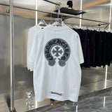 Chrome Hearts T-shirt Horseshoe Embroidery Round Neck Short Sleeve Pure Cotton Unisex T Shirt Bottoming Shirt OS Loose Fit T-Shirt