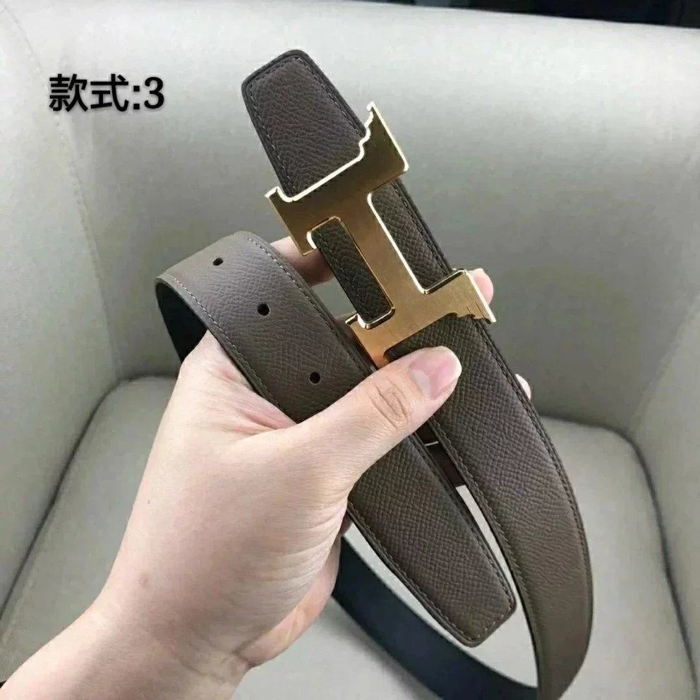 Hermes Belt Top version Men's and Women's Leather Belt Double-Sided Belt Italy Imported Cowhide Leather Original Leather Pure Steel Buckle Palm Grain h Home Double h Buckle Jeans Button