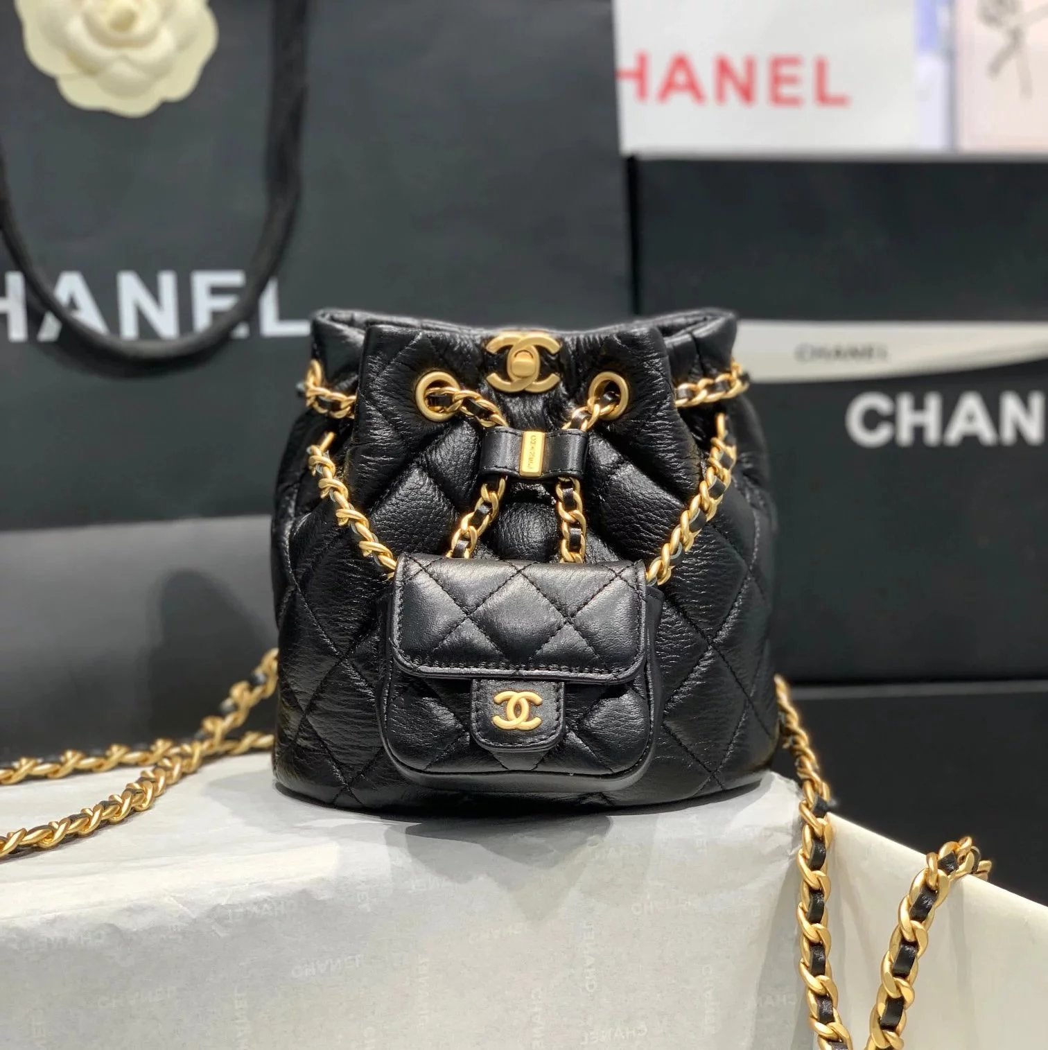 Chanel Women's Bag Top version 【Super Original Factory】High-End Customized Products New123A Handmade Workshop Series Child and Mother Backpack Small Bucket Child and Mother Bag over Mini Schoolbag Small Backpack Autumn and Winter New Woolen Series Women's