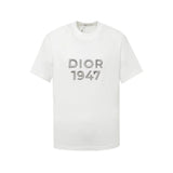 Dior T-shirt 1947Patterned Embroidered Letter Crew Neck Short Sleeve Pure Cotton T T-shirt OS Loose Fit Unisex Base Shirt Summer New Casual Simple T-Shirt