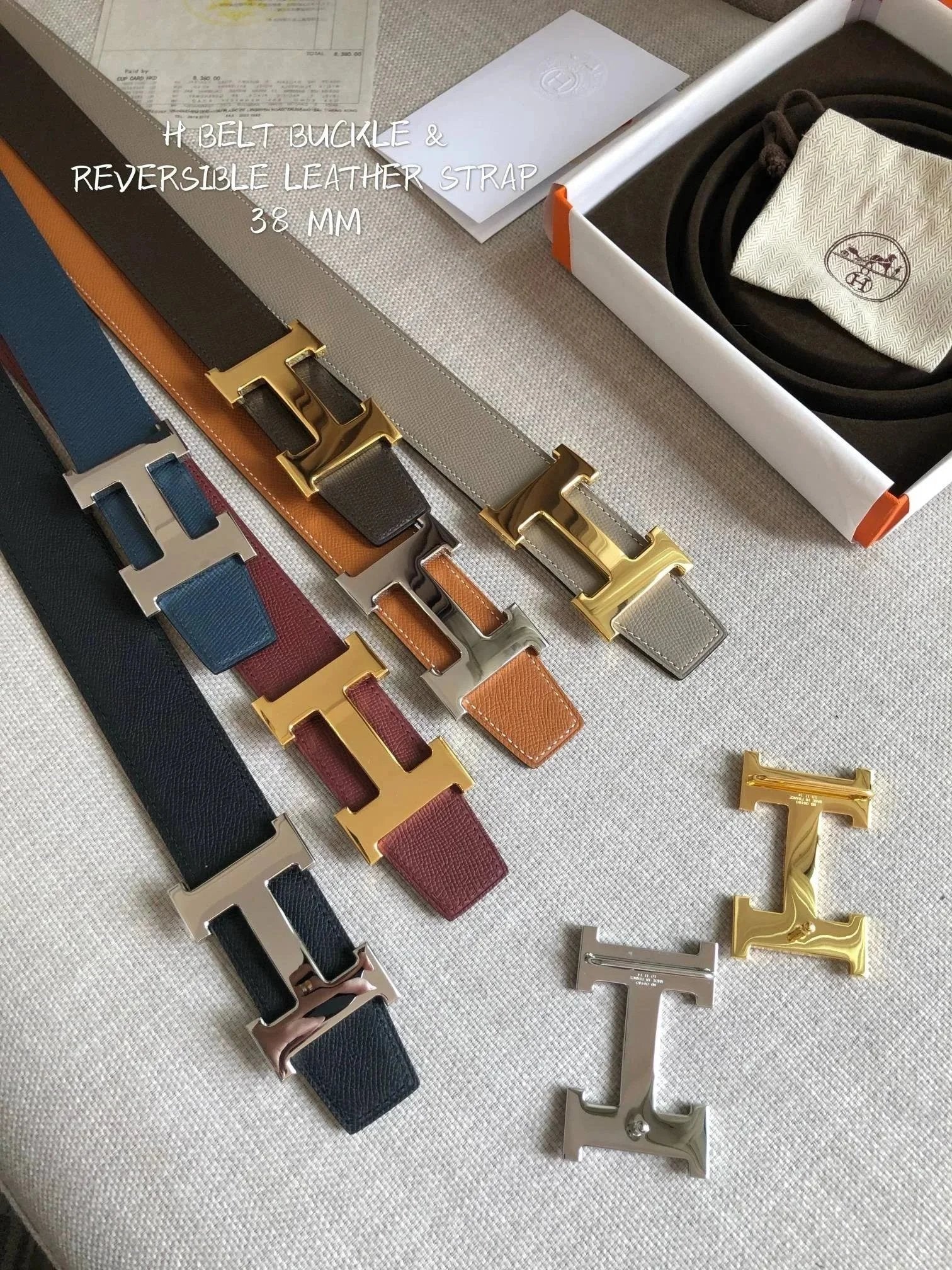 Hermes Belt Top version 【High Quality in Stock】New First Layer Cowhide Belt Men's and Women's H Buckle Business Casual Double-Sided Available Belt