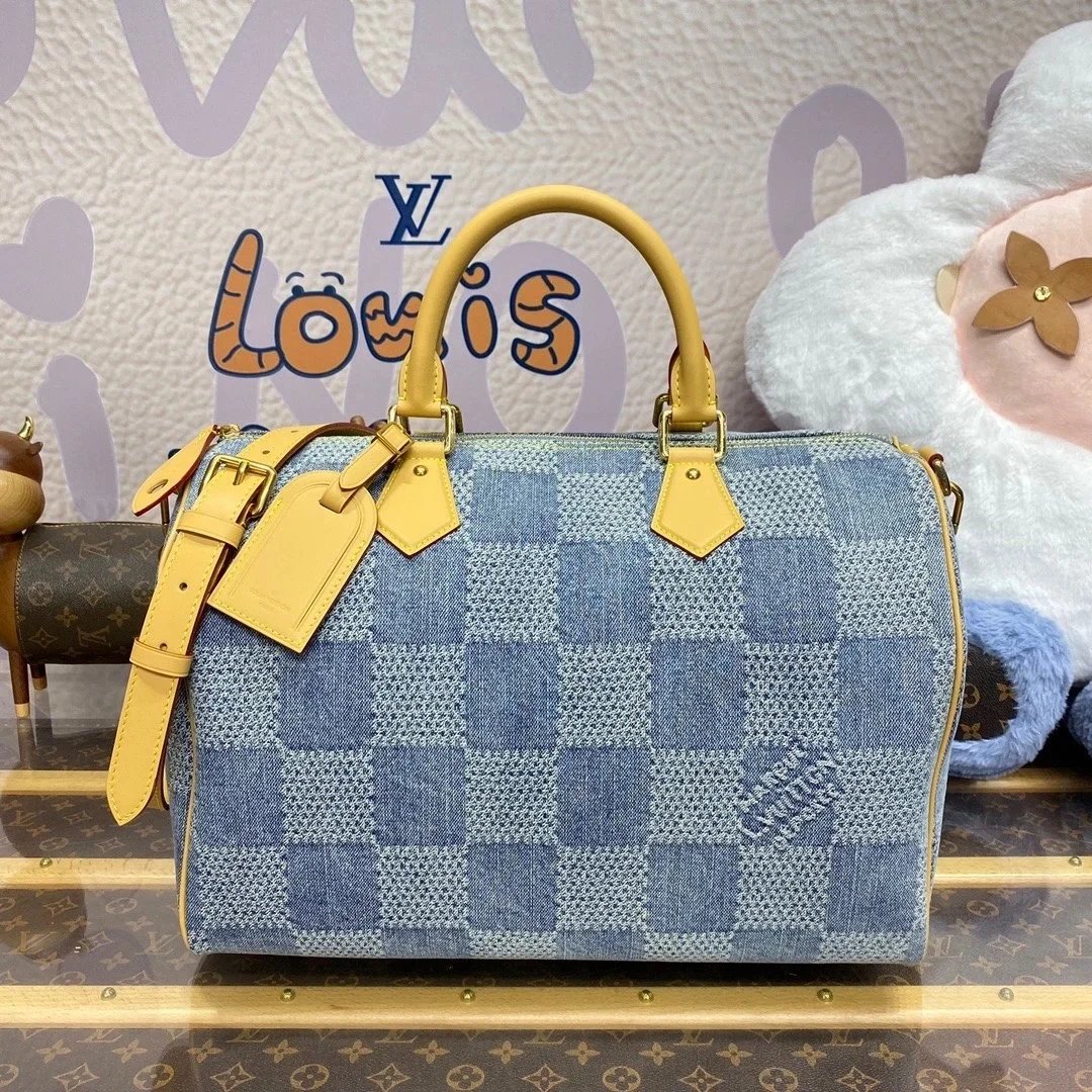 Louis Vuitton LV Men's Bag Top version Super MB Chip Version Original Leather SPEEDY40BANDOULIERE Handbag Denim Dynamic Chip Version A Grade All-Steel Hardware，Imported Original Fabric Packaging：Full Set of Original Factory Duty Free MB Packaging N40701Ta