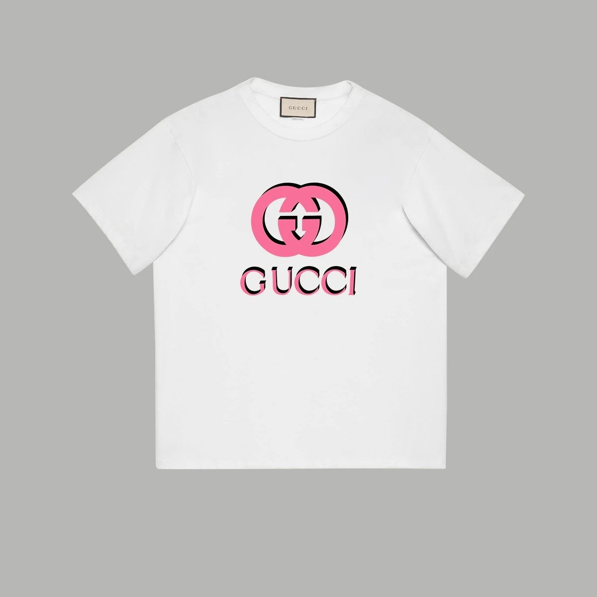 Gucci T-shirt Pink pair g Pattern Printing logo Round neck short-sleeve pure cotton T Unisex T-Shirt OS Loose Fit Base Shirt Casual Simple T-Shirt
