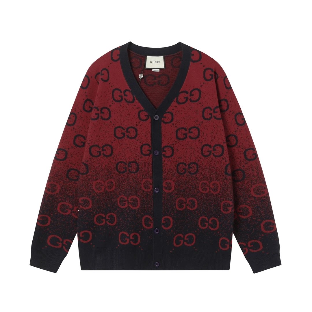 Gucci Sweater logo Knitted Cardigan v Sweater Collar Unisex Outerwear Long Sleeve Soft Lazy Style OS Loose Fit Thickened Jacket for Versatile Casual Wear