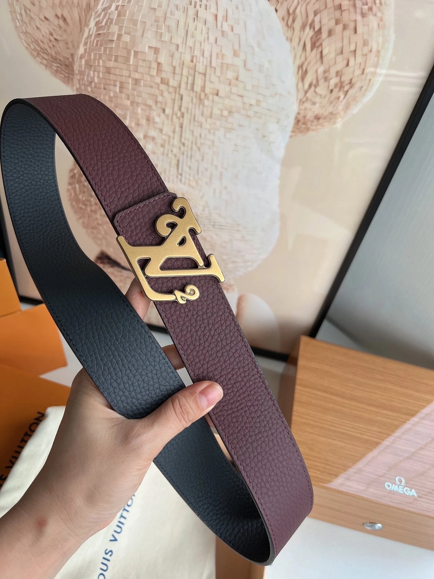 Louis Vuitton LV Belt Top version 【Counter Quality】The Most New Belt4.0cm Men's Belt Men's Leather Belt with Classic Presbyopic Checkerboard Plaid Belt with Genuine Goods Packaging in and out of the Counter No Problem Versatile Casual Fashion Formal Wear