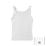 Alo Yoga T-shirt Chest Small Logo Print logo Sleeveless Short Sleeve Sleeveless Vest25ss New Pure Cotton Women's Style T T-shirt OS Loose Fit Base Shirt Top Half Sleeve T-Shirt
