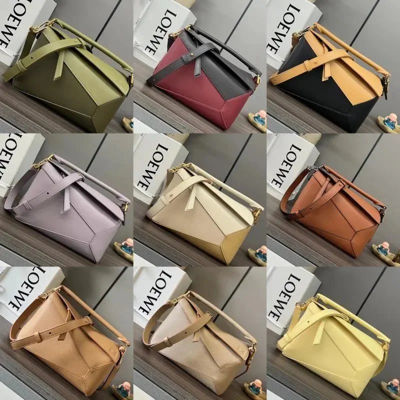 LOEWE Women's Bag Top version 【Original Leather Version】2023New Mini Satin Cow Leather PuzzleEdge Handbag puzzle Mini Handbag Geometric Bag Mobile Phone Bag Portable Messenger Bag Loe New puzzle Bag nano Size18cm Summer bags