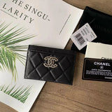 Chanel Wallet Top version 【Original Leather】Small2022s New Wallet with Diamond Cowhide Caviar Card Holder Card Clamp Card Holder Small Card Holder Coin Purse Women's Short Wallet Wallet Double c Diamond logo