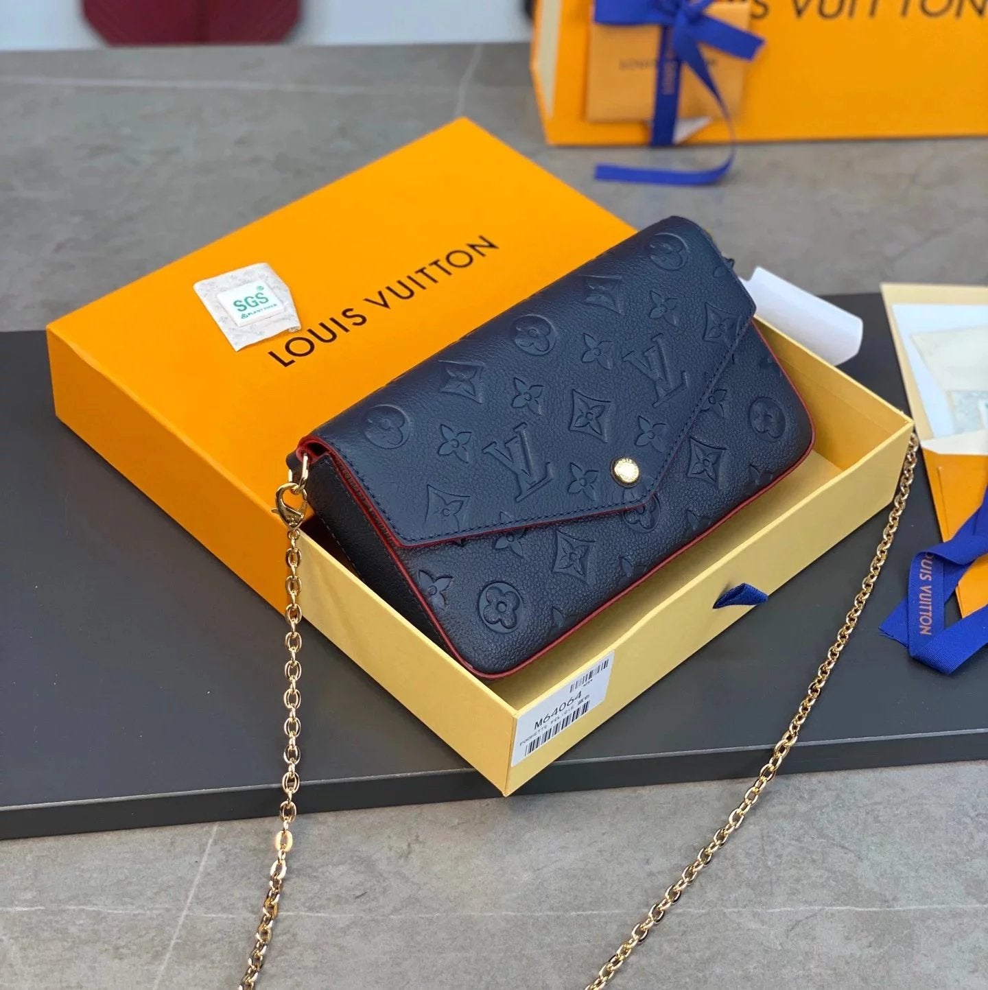 Louis Vuitton LV Women's Bag Top version New felicie Presbyopic Three-in-One Mahjong Bag Envelope Package Clutch Card Holder Wallet Mobile Phone Bag Chain Bag Crossbody Women's Shoulder Bag M61276M640648135981759