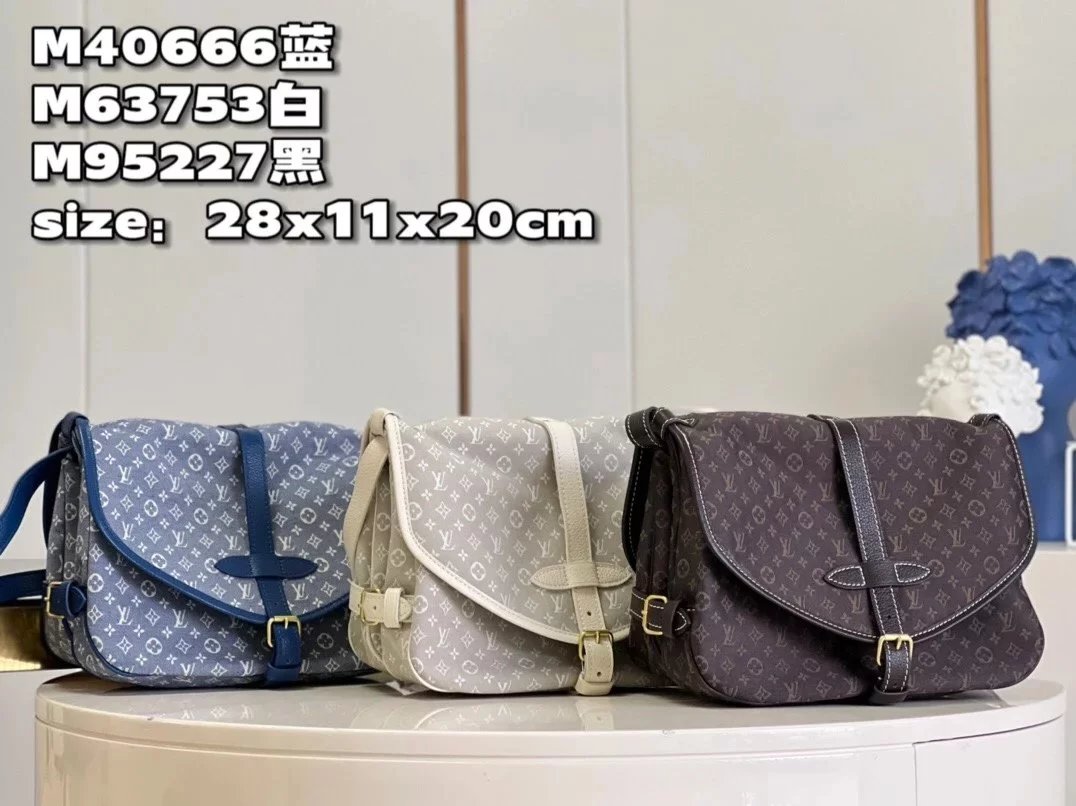 Louis Vuitton LV Women's Bag Top version 【Exclusive Real Shot】M63753White M40666Blue M95227Black Gemini Bag SAUMUR Medium Handbag Messenger Bag Men's and Women's Bags