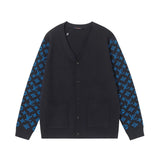 Louis Vuitton LV Sweater Knitted Jacquard Cardigan v Sweater Collar Unisex Outerwear Long Sleeve Soft Lazy Style OS Loose Fit Thickened Jacket for Versatile Casual Wear
