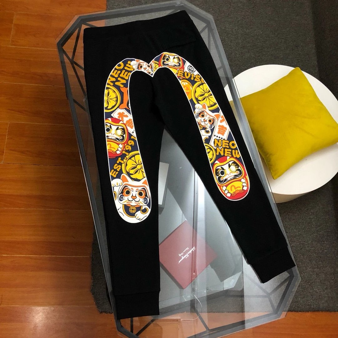 Evisu Sweatpants Top Version Spring and Summer New Men's Graffiti Damo Printed Casual Sweatpants Trousers