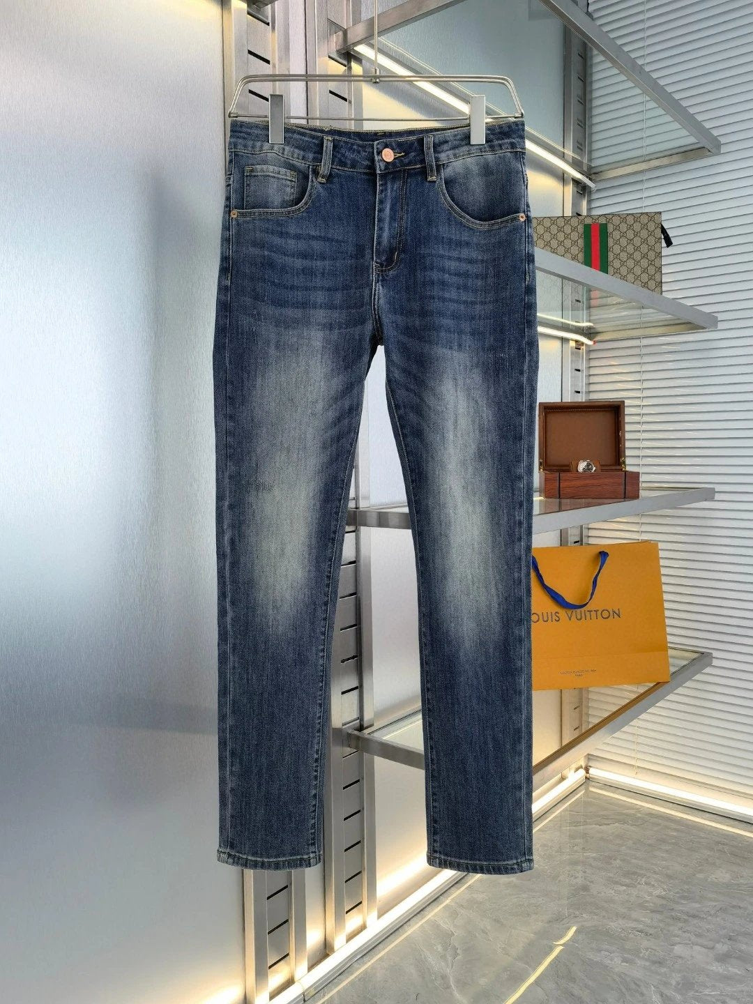 Chrome Hearts Jeans Back Cross Metal Badge logo25ss Spring Summer New Straight Leg Jeans Unisex Slim Fit Long Pants Loose