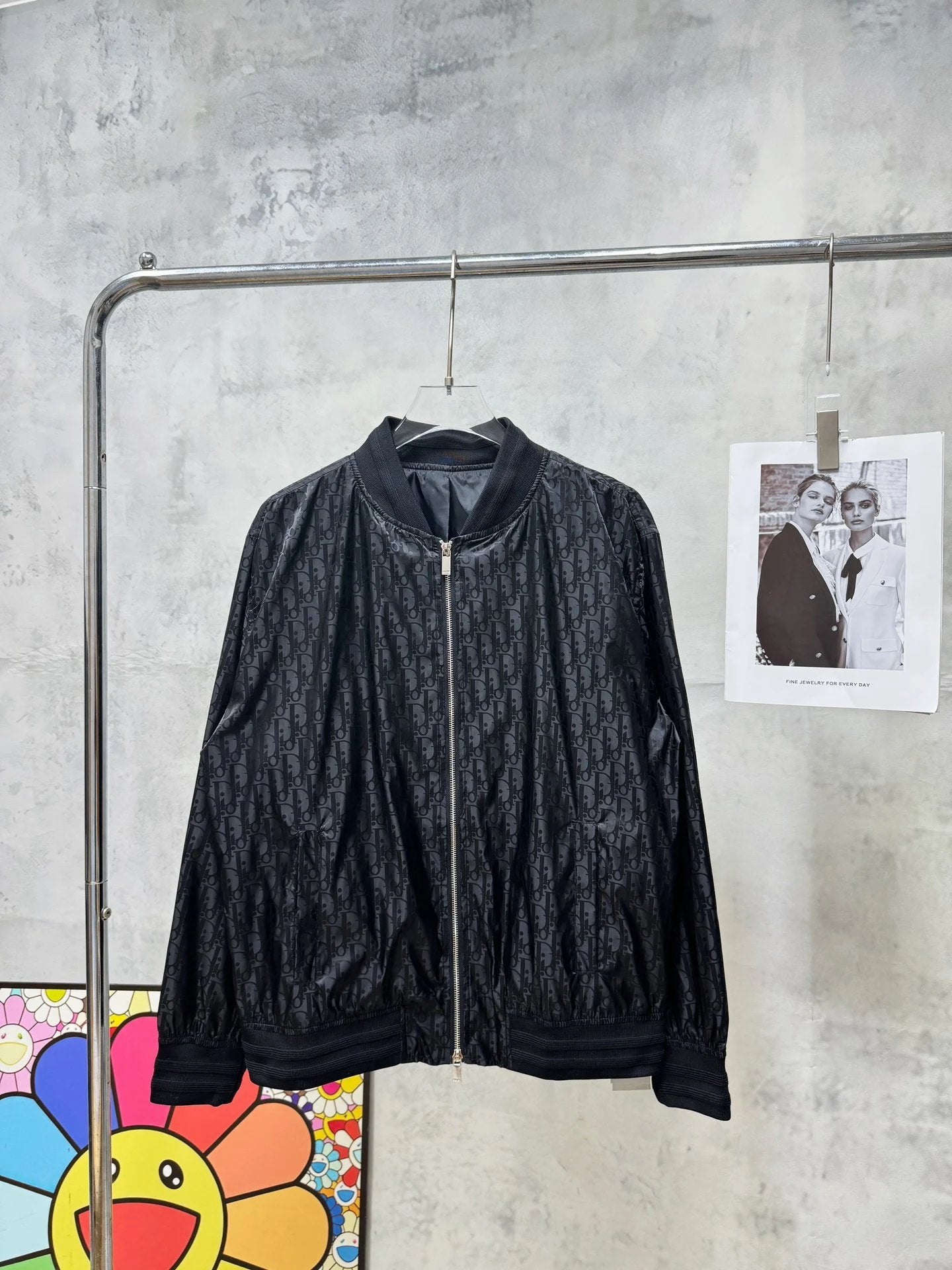 Dior Jackets Dark Pattern Full Print Jacquard Zipper Jacket Casual Loose Stand Collar Jacket os Baseball Style Unisex Sports Cardigan24ss Autumn and Winter New Products