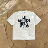 Louis Vuitton LV T-shirt Letter Earth Pattern Print on Chest logo round Neck Short Sleeve25ss New Pure Cotton Unisex Style T T-shirt OS Loose Fit Base Shirt Half Sleeve T-Shirt Top Half Sleeve