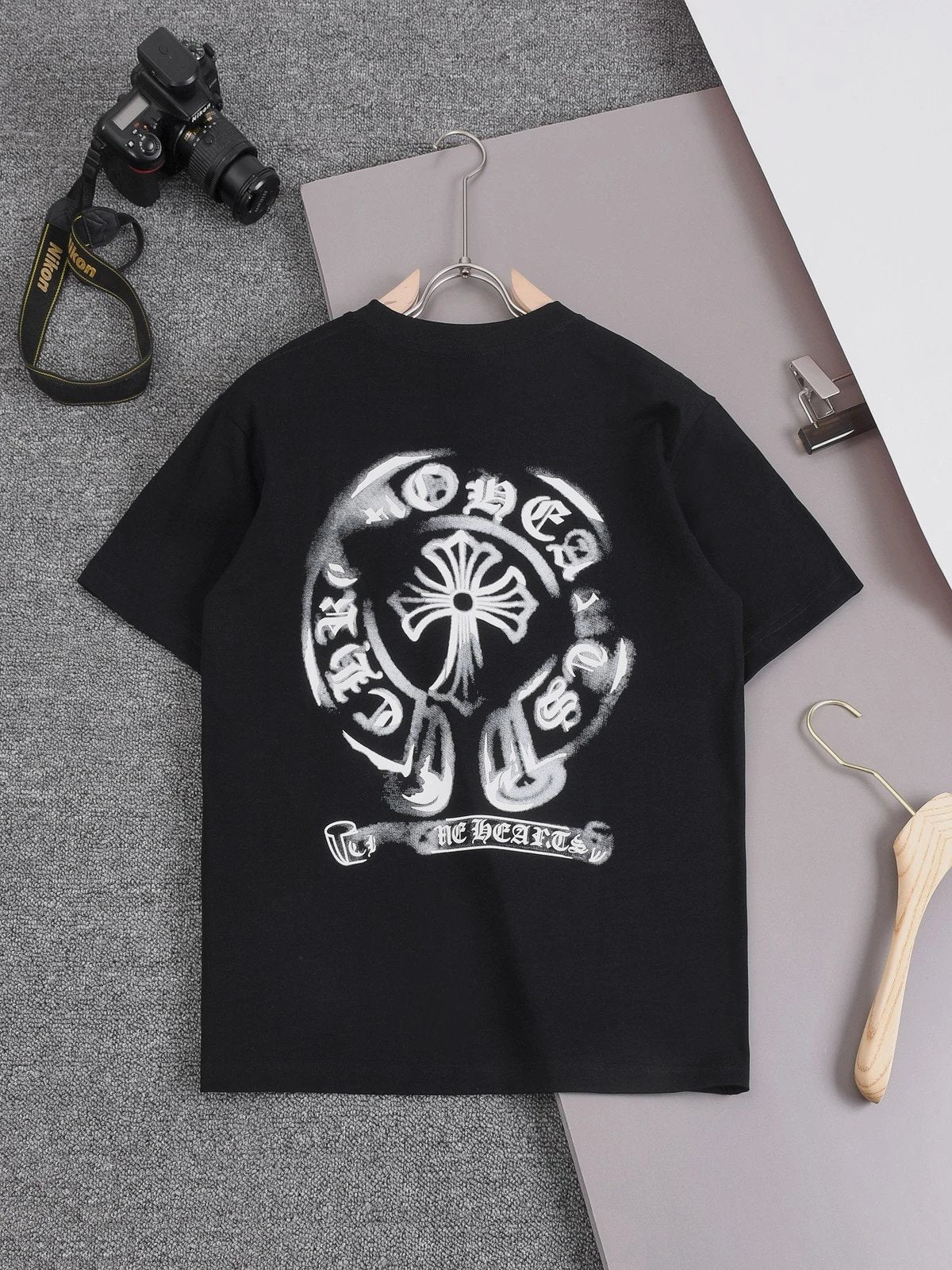 Chrome Hearts T-shirt Horseshoe logo round Neck Short Sleeve25ss New Pure Cotton Unisex Style T T-shirt Base Shirt Tee Shirt OS Loose design