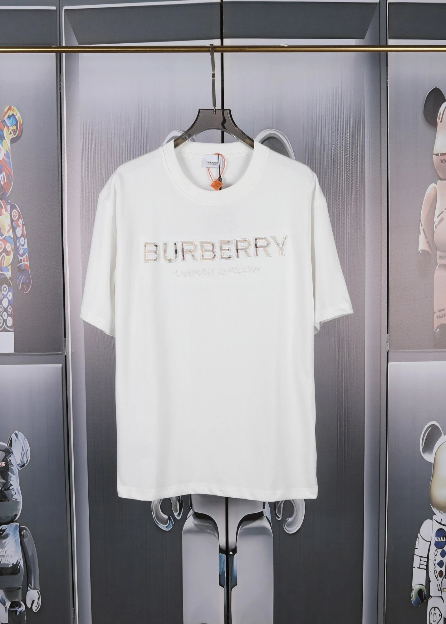 Burberry T-shirt English Embroidered Logo logo round Neck Short Sleeve25ss New Pure Cotton Unisex Style T T-shirt OS Loose Fit Base Shirt Short Sleeve T-Shirt Top