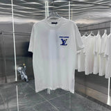 Louis Vuitton LV T-shirt Front Color Block Overlapping Embroidery logo round Neck Short Sleeve25ss New pure cotton T Unisex T-Shirt OS Drop Shoulder Loose Fit Base Shirt Top T-Shirt Short Sleeve