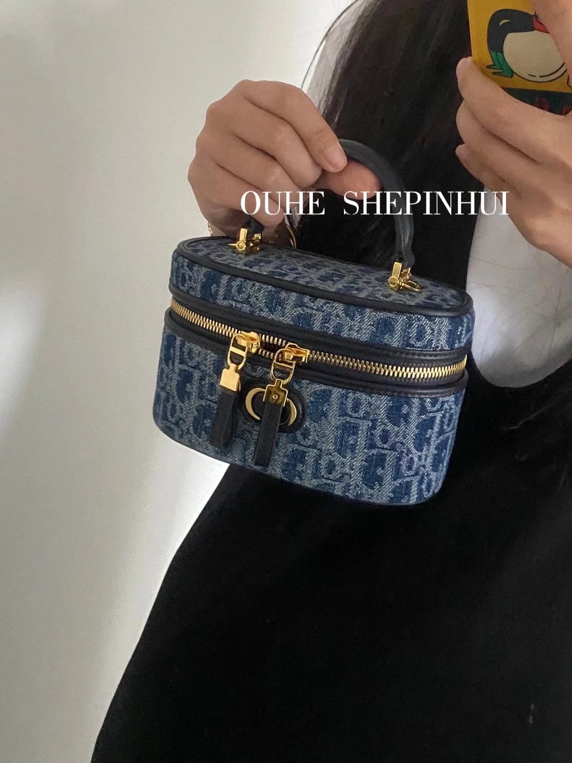 Dior Women's Bag Top version 【Grade Surrogate Shopping Original Factory】2024New Denim Blue carovanity Cosmetic Bag Shoulder Messenger Bag Handbag for Women